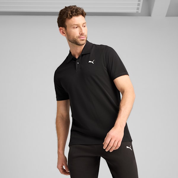 Camiseta tipo polo Essentials de piqué para hombre, PUMA Black, extralarge